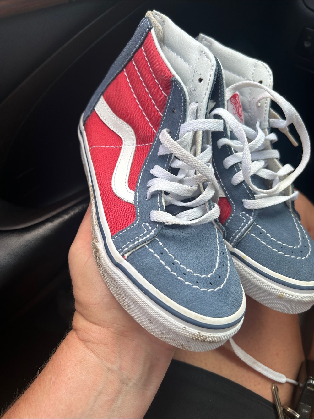 Vans Kids High-Top Sneakers in Red, Blue & White